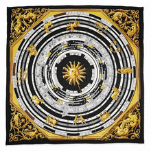 Load image into Gallery viewer, Jackie Kennedy Black Zodiac Handmade Silk 35in Fashion Scarf by Camrose and Kross
