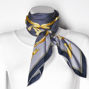 Jackie Kennedy Blue Crown Handmade Silk 35in Fashion Scarf