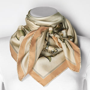 Jackie Kennedy Taupe Crown Handmade Silk 35in Fashion Scarf by Camrose and Kross