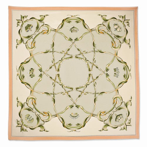 Jackie Kennedy Taupe Crown Handmade Silk 35in Fashion Scarf by Camrose and Kross