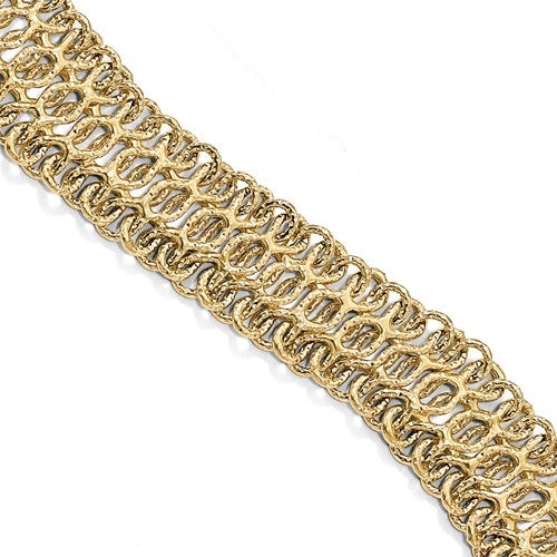 14K Italian Gold, Wide 8 inch Link Bracelet