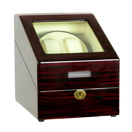 Steinhausen Heritage Cherry Finish Dual Watch Winder with Storage. Model # 2001