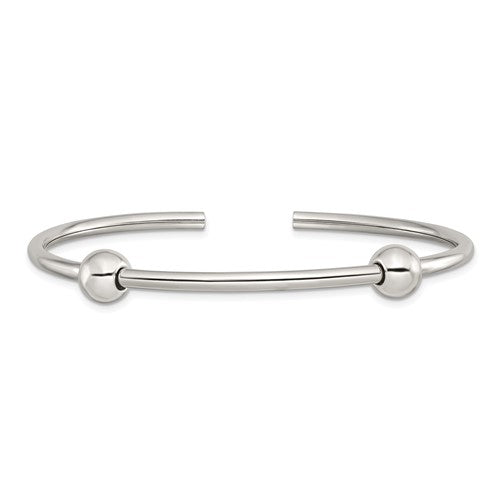 Sterling Silver Cuff Bangle with 13 Reflection Beads