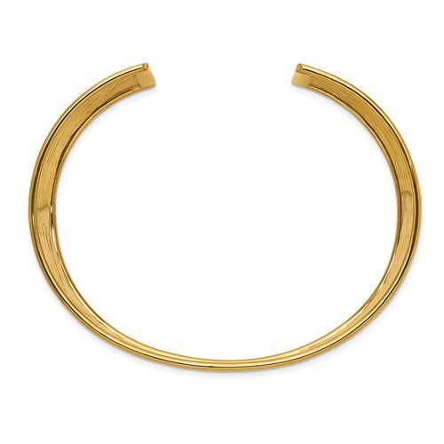 14k Yellow Gold Hammered Cuff Bangle, 37mm wide