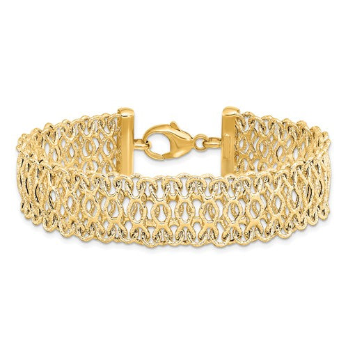 14K Italian Gold, Wide 8 inch Link Bracelet