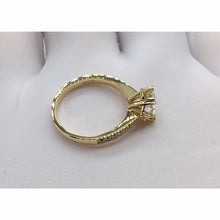 Load image into Gallery viewer, 14K Yellow Gold Ring Round Brilliant Cut Moissanite Jewelry Snowflake style Engagement Anniversary Ring
