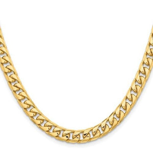 14K Solid Gold Miami Cuban Link with Lobster Clasp Chain. 22 inches long
