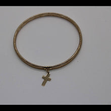 Load image into Gallery viewer, 10k gold stretch mesh bracelet with cross charm
