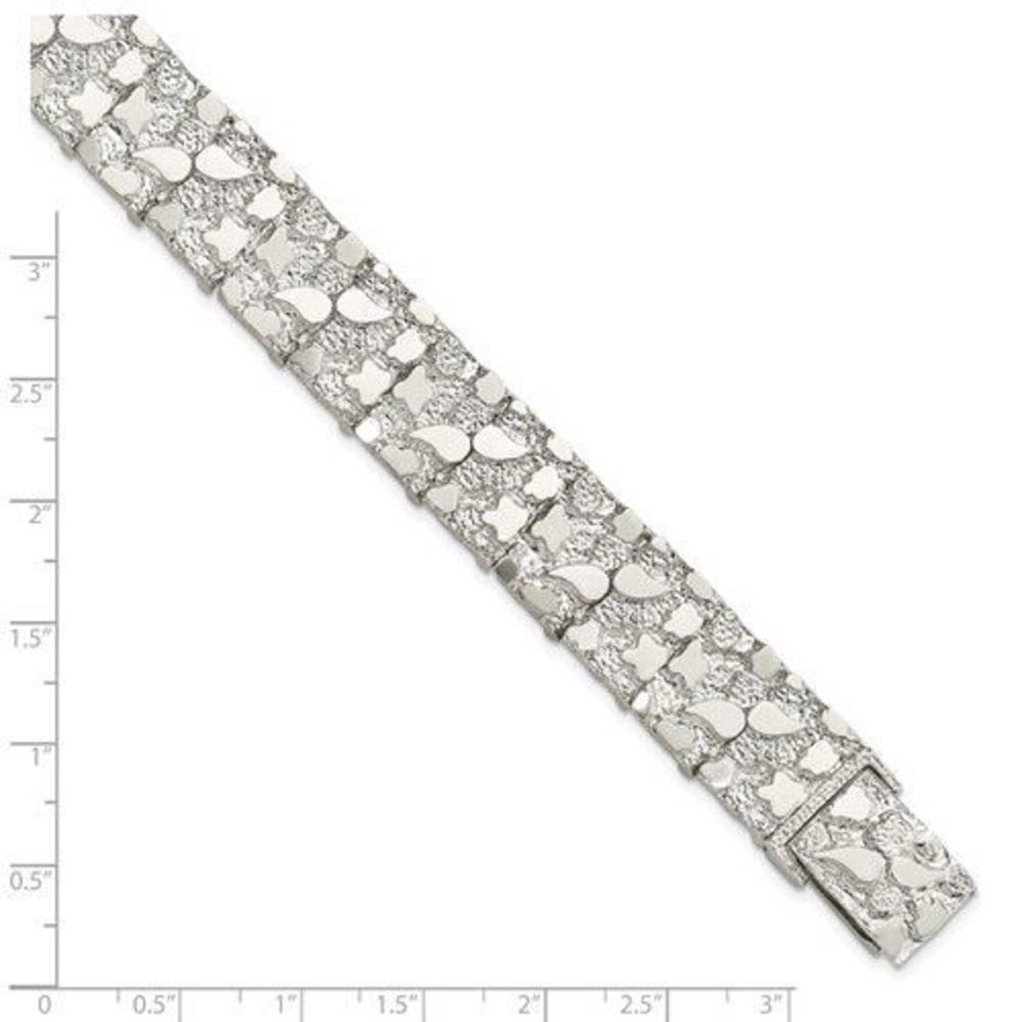 New Sterling Silver 15mm Men’s Nugget Bracelet