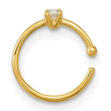 Load image into Gallery viewer, 14K 20 Gauge CZ Hoop Nose Ring Body Jewelry
