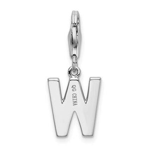 Sterling Silver and CZ Initial Charm- Letter W