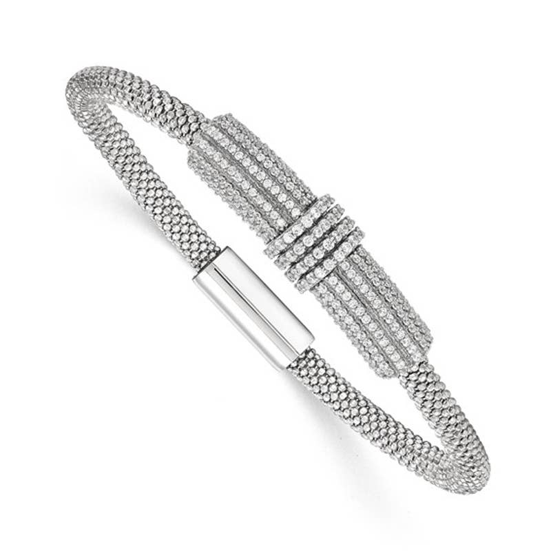 Sterling Silver  CZ Mesh Bracelet