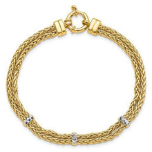 Load image into Gallery viewer, 14K Gold Polished Double Wheat Chain Bracelet- 7.5 inches long
