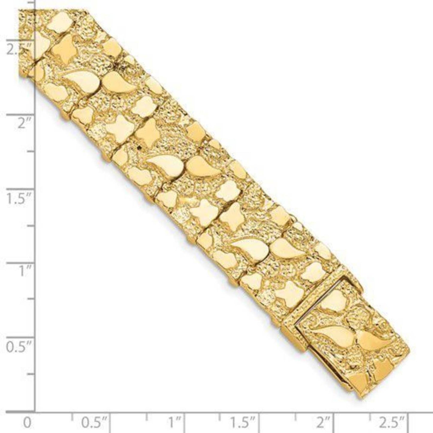 10k Gold NUGGET Bracelet- 8 inches long- 15mm wide