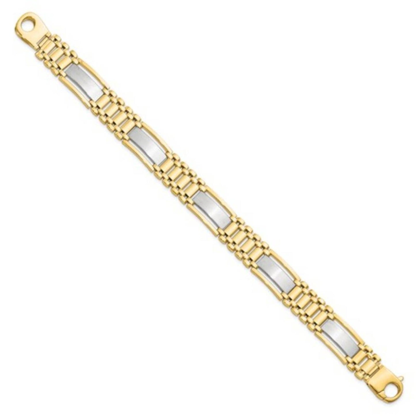 14K Two-tone Gold Polished and Satin Men's Bracelet, by Leslies