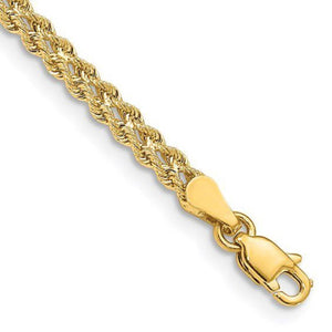 14k 3.0mm Wide Double Strand 6 inch Rope Bracelet