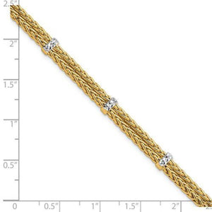 14K Gold Polished Double Wheat Chain Bracelet- 7.5 inches long