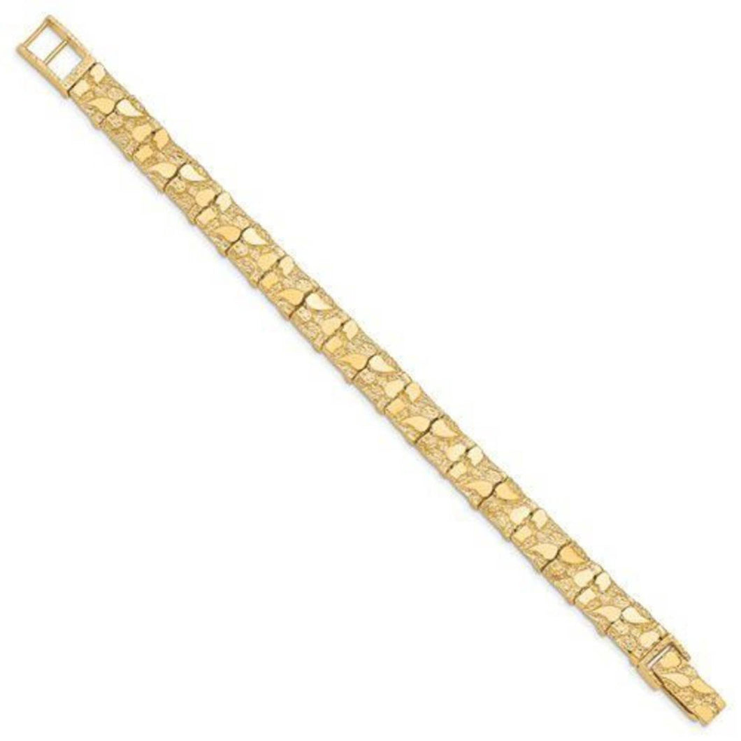 New 10k Gold 10.0mm wide 7 inch NUGGET Bracelet