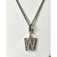 Load image into Gallery viewer, Sterling Silver and CZ Initial Charm- Letter W
