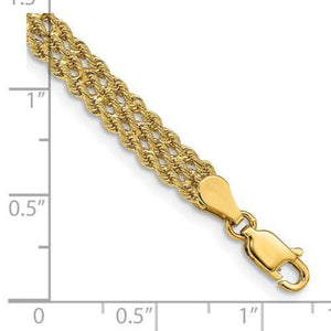 14k 5.5mm Triple Strand Rope Bracelet