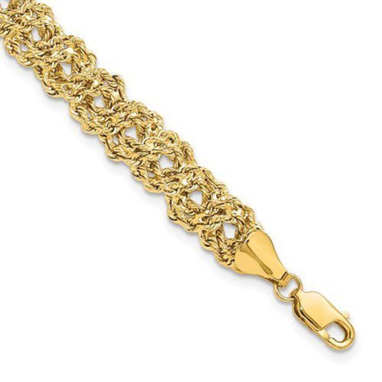 14K Diamond Cut Braided Rope Chain Bracelet