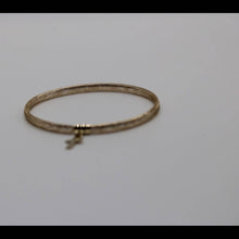 Load image into Gallery viewer, 10k gold stretch mesh bracelet with cross charm
