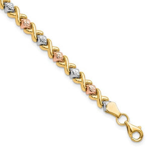 Leslie's 10k Tri-color Hugs and Kisses Bracelet