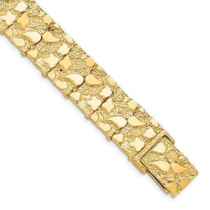 10k Gold NUGGET Bracelet- 8 inches long- 15mm wide