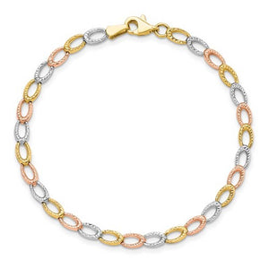 10k Tricolor Gold Open Link Bracelet