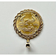 Load image into Gallery viewer, 22k gold American Eagle 1/2 ounce coin mounted in 14k gold coin bezel
