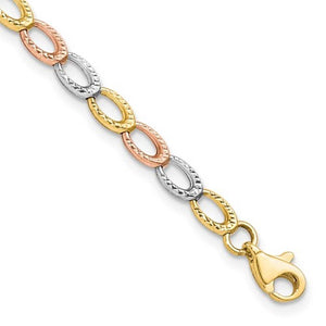 10k Tricolor Gold Open Link Bracelet