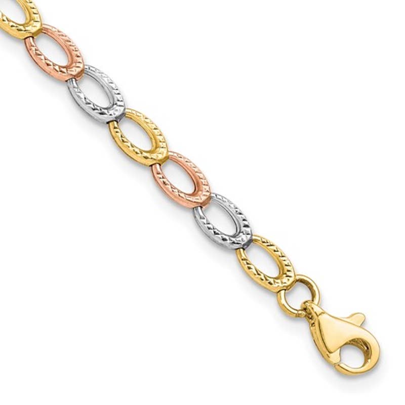 10k Tricolor Gold Open Link Bracelet