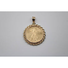 Load image into Gallery viewer, 14k Twisted Wire Polished Screw Top Bezel With 1/2 ounce American Eagle Coin
