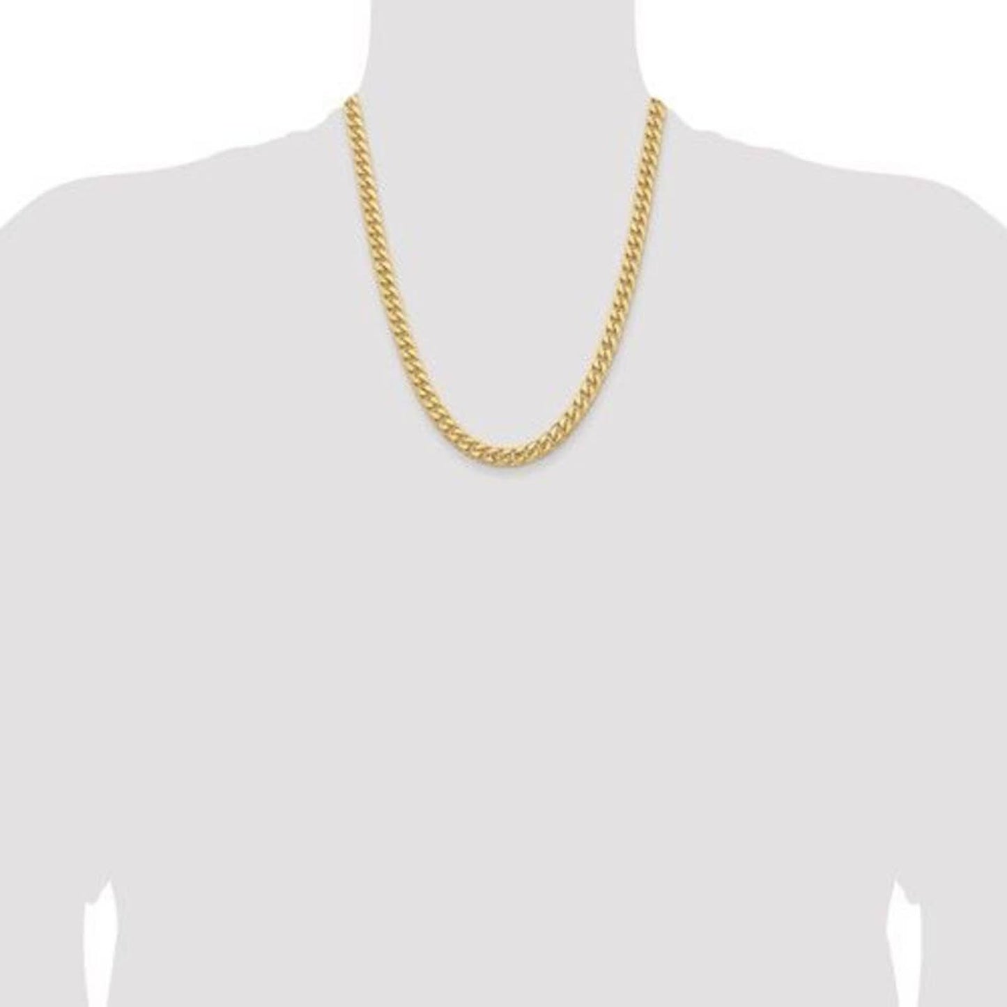 14K Gold 20 inch Solid Miami Cuban Link with Lobster Clasp Chain