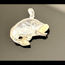 Load image into Gallery viewer, Sterling Silver Polished Jumping Bass with 14k Accents Pendant

