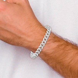Men's 14K Italian White Gold Beveled Curb Bracelet