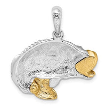 Load image into Gallery viewer, Sterling Silver Polished Jumping Bass with 14k Accents Pendant
