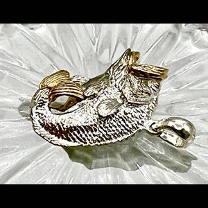 Sterling Silver Polished Jumping Bass with 14k Accents Pendant