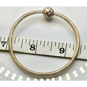 14k Gold Stretch Mesh Bracelet with Gold Ball Charm