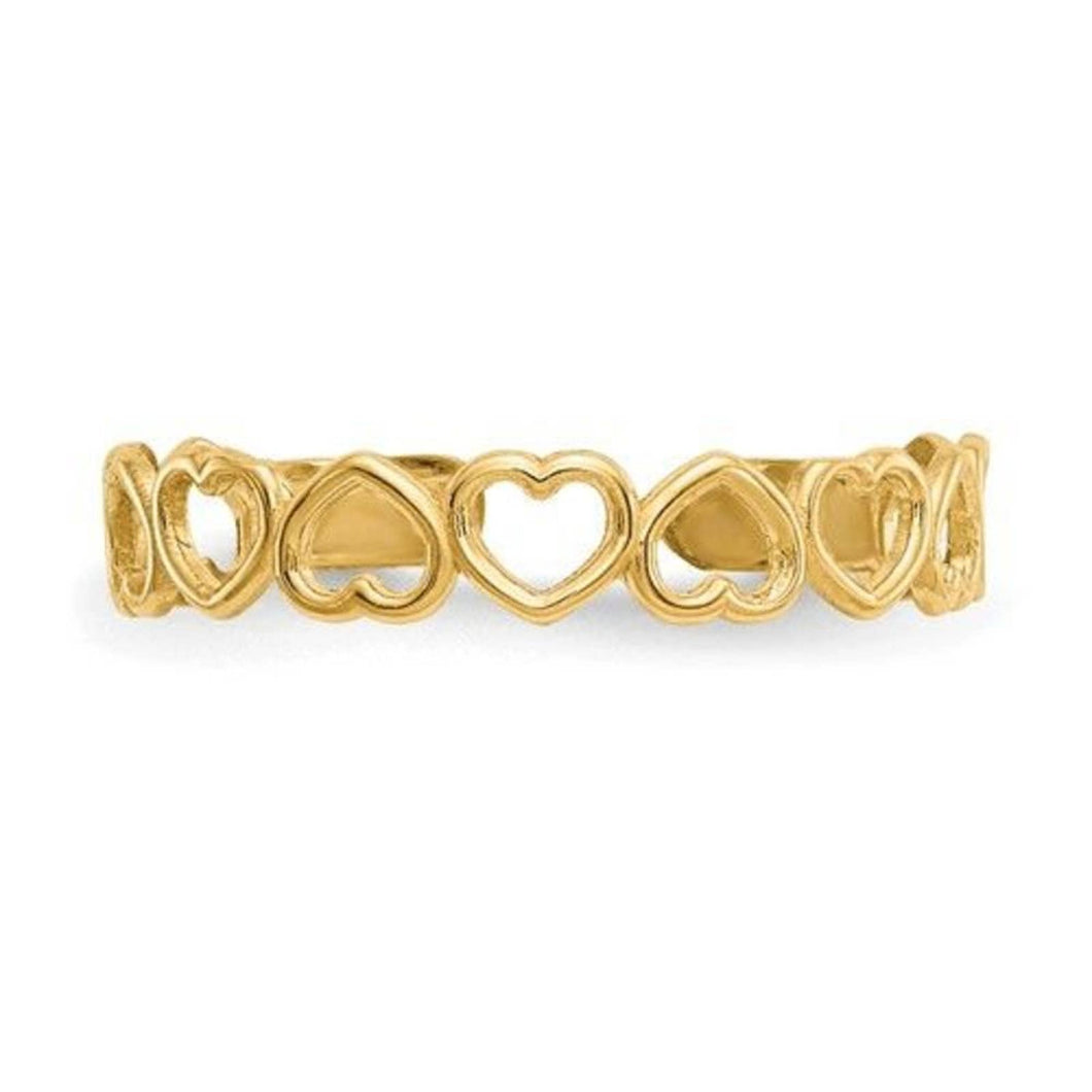 14k Gold Open Hearts Toe Ring